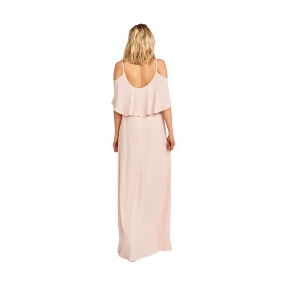 Show Me Your Mumu “Caitlin” Ruffle Maxi Bridesmaids Dress Dusty Blush Pink Large - Picture 3 of 7